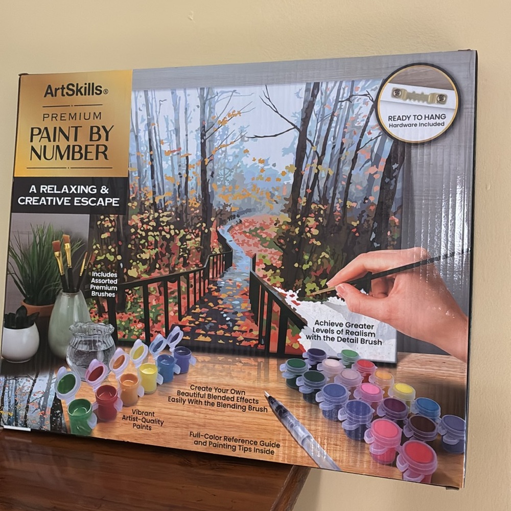 Art skills - Autumn Walk Paint By Number Canvas Activity - Picture 2 of 11